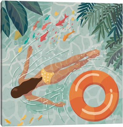 Beach Babes IV Canvas Art Print - Swimming Pool Art