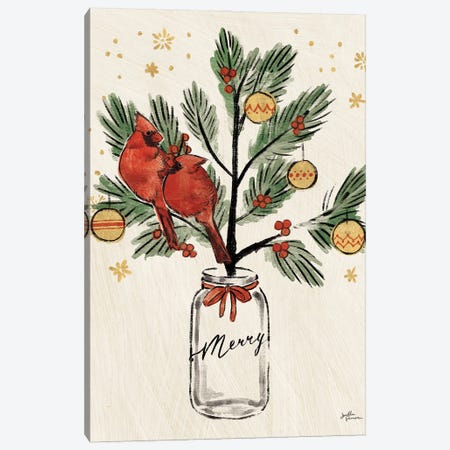 Christmas Lovebirds XIII Merry Canvas Print #JAP225} by Janelle Penner Canvas Print