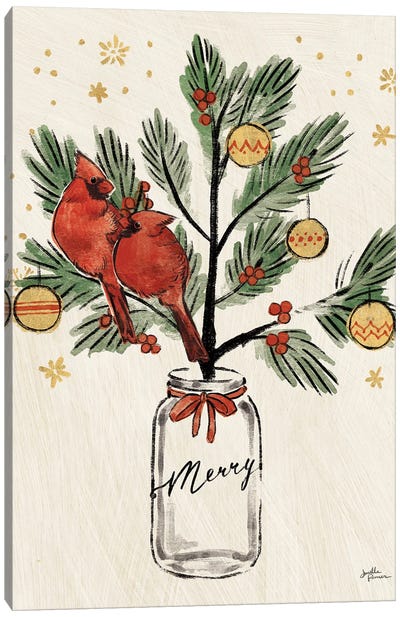 Christmas Lovebirds XIII Merry Canvas Art Print