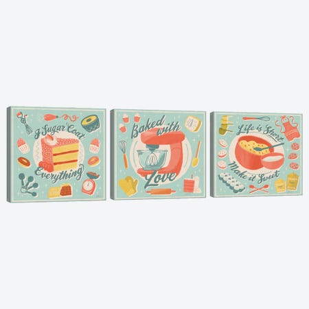 Fresh Baked Triptych Canvas Print Set #JAP3HSET001} by Janelle Penner Canvas Art
