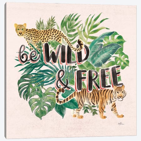 Jungle Vibes VII - Be Wild and Free Pink Canvas Print #JAP62} by Janelle Penner Art Print