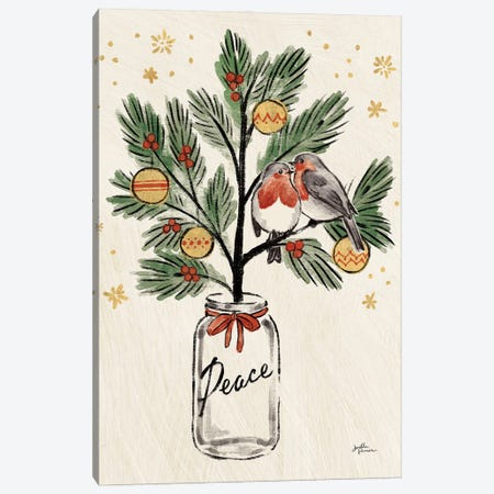 Christmas Lovebirds VI Canvas Print #JAP99} by Janelle Penner Canvas Artwork