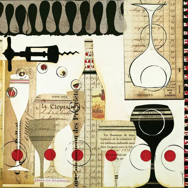 Liz Jardine: Deco Vino II by Liz Jardine