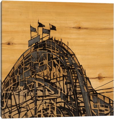Vintage Roller Coaster Canvas Art Print - Amusement Park Art