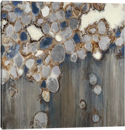 Indigo Oyster Shells Canvas Art Print - Large Abstract Art