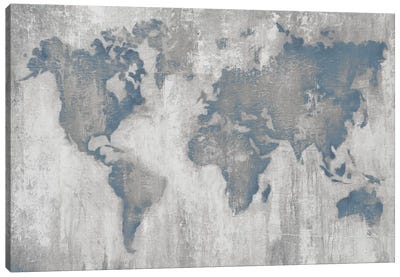 Map of the World V4 Canvas Art Print - 3-Piece Map Art