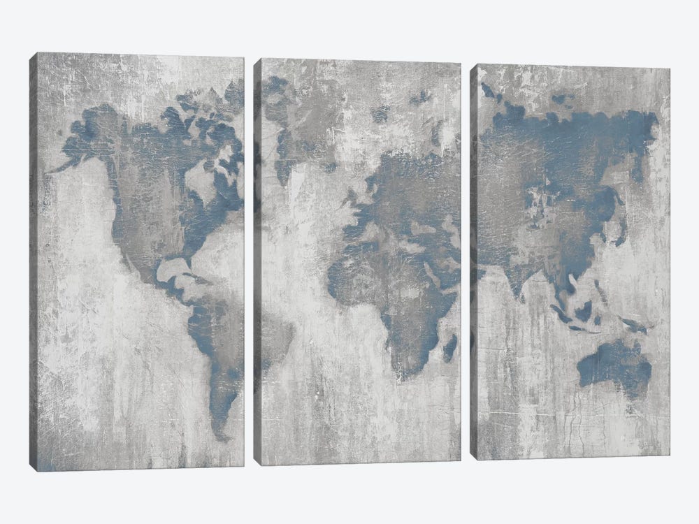 Map of the World V4 by Liz Jardine 3-piece Canvas Print