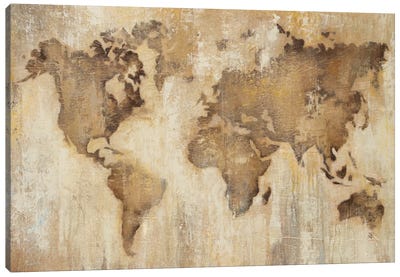 Map Of The World Canvas Art Print - Best Selling Map Art
