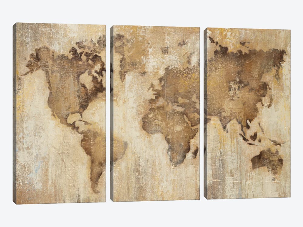 Map Of The World by Liz Jardine 3-piece Canvas Wall Art
