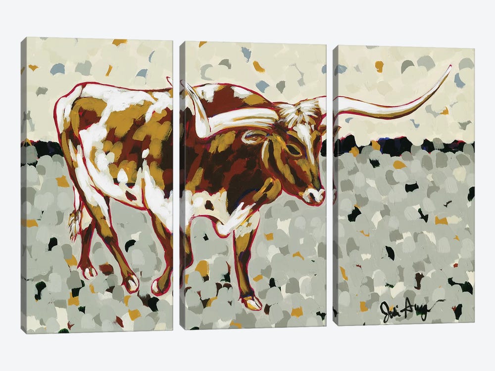 Longhorn Steer by Jodi Augustine 3-piece Canvas Wall Art