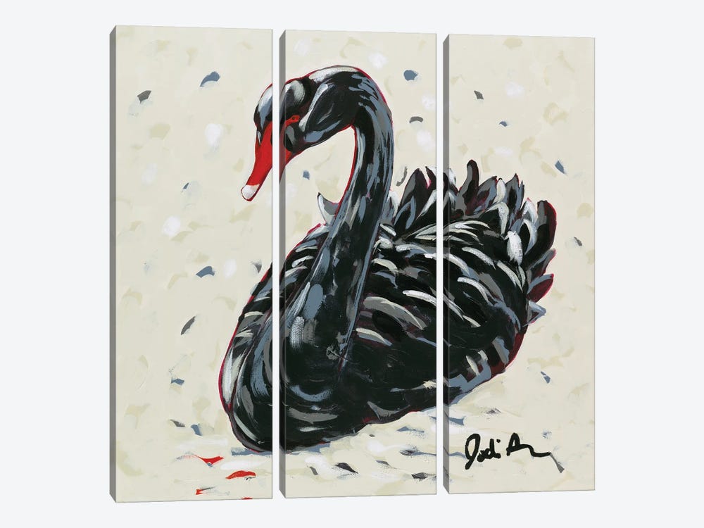 Black Swan by Jodi Augustine 3-piece Canvas Print