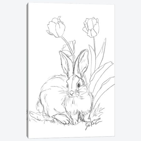 Bunny Sketch Tulip Canvas Print #JAU24} by Jodi Augustine Canvas Art Print