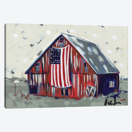 Farm Pop Barn I-Flag Canvas Print #JAU31} by Jodi Augustine Canvas Art Print