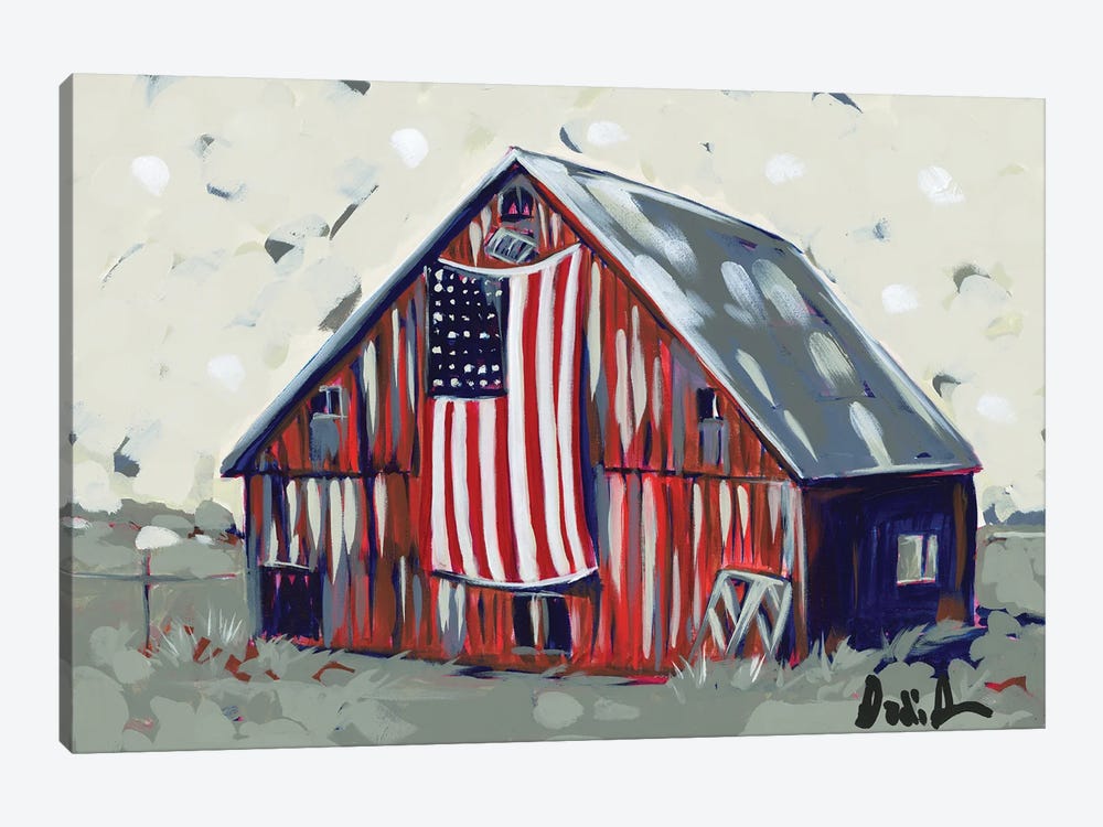 Farm Pop Barn I-Flag by Jodi Augustine 1-piece Canvas Wall Art