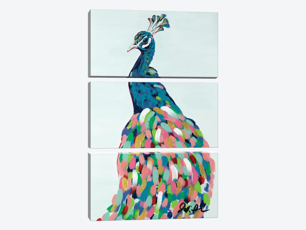 Pop Peacock II by Jodi Augustine 3-piece Canvas Wall Art