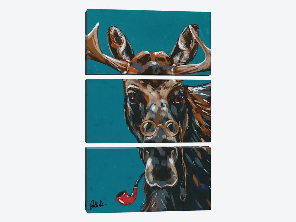 Spy Animals II-Mystery Moose by Jodi Augustine 3-piece Canvas Art Print