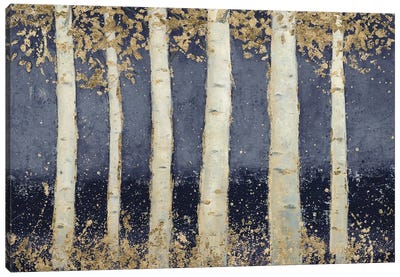 Magnificent Birch Grove Indigo Canvas Art Print - James Wiens