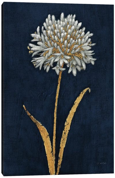 Shimmering Summer I Indigo Crop Canvas Art Print - 3-Piece Floral & Botanical Art