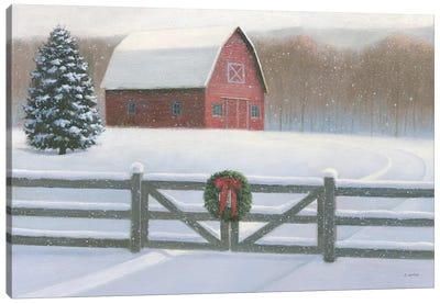 Farmhouse Christmas Canvas Art Print - Large Christmas Art