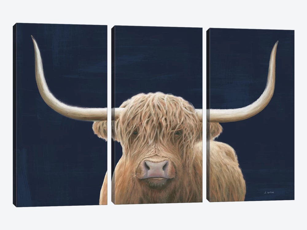 Highland Cow Navy by James Wiens 3-piece Canvas Art