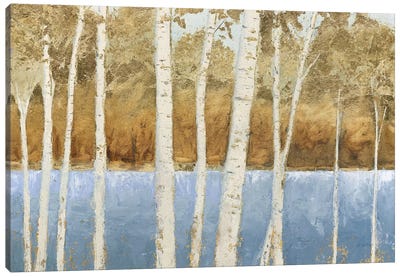 Lakeside Birches Canvas Art Print - Calm & Sophisticated Living Room Art