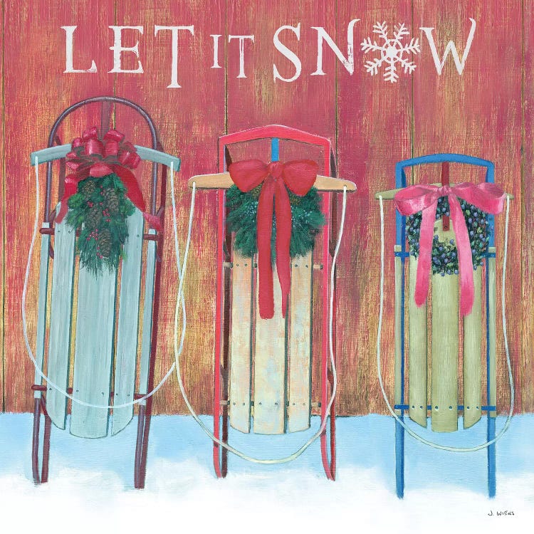 Let It Snow - Family Sleds by James Wiens wall art