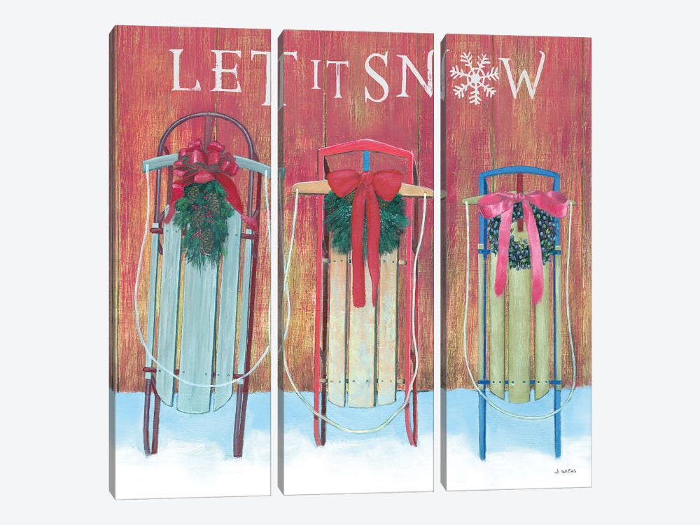Let It Snow - Family Sleds by James Wiens 3-piece Art Print