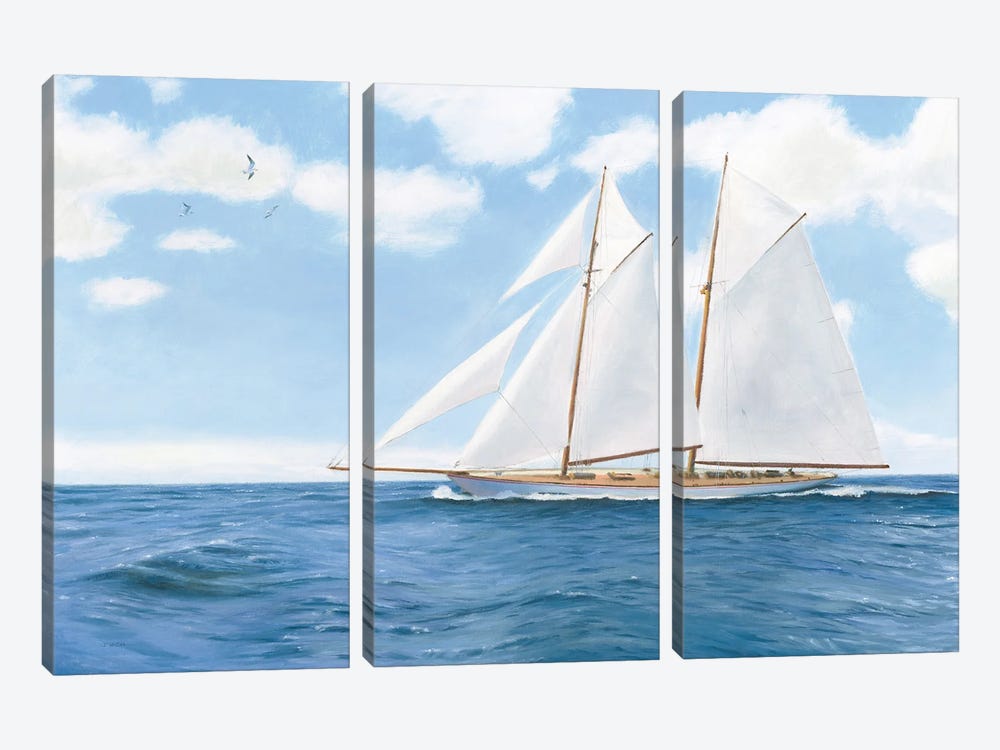 Majestic Sailboat White Sails by James Wiens 3-piece Canvas Wall Art