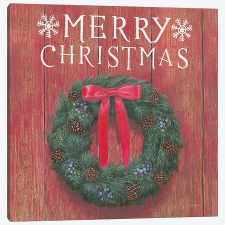 Merry Christmas Wreath Canvas Print #JAW12} by James Wiens Canvas Print