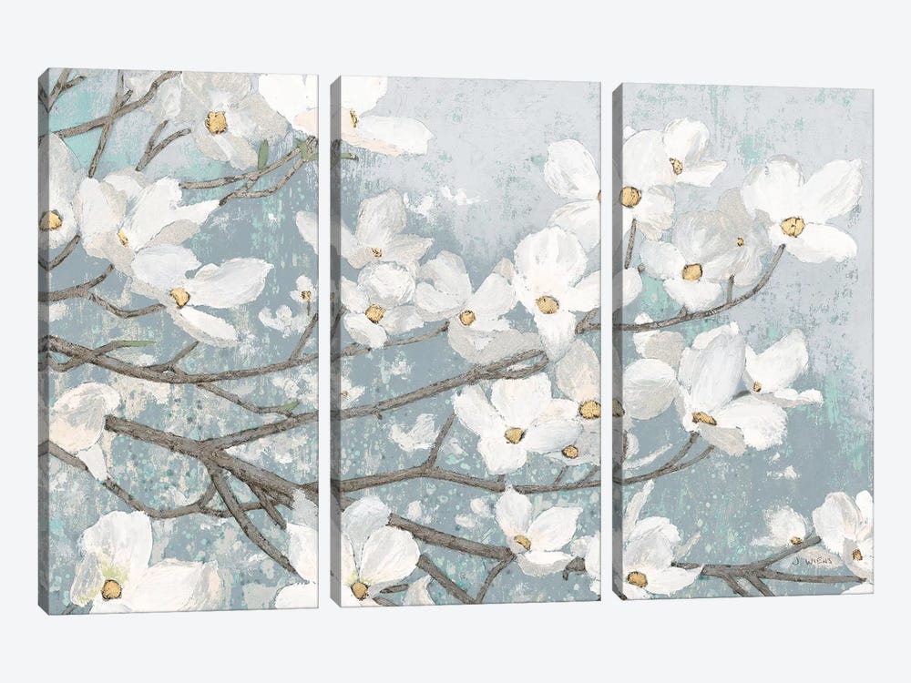 Dogwood Blossoms II In Blue Gray Crop by James Wiens 3-piece Art Print