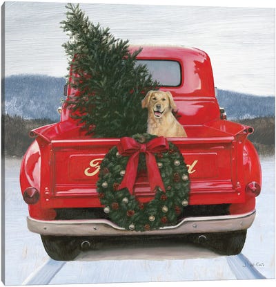 Christmas in the Heartland IV Ford Canvas Art Print - Christmas Trees & Wreath Art