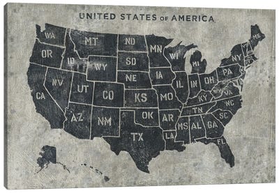 Grunge USA Map Canvas Art Print - Country Maps