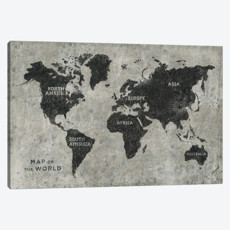 Grunge World Map Canvas Print #JAW81} by James Wiens Canvas Art