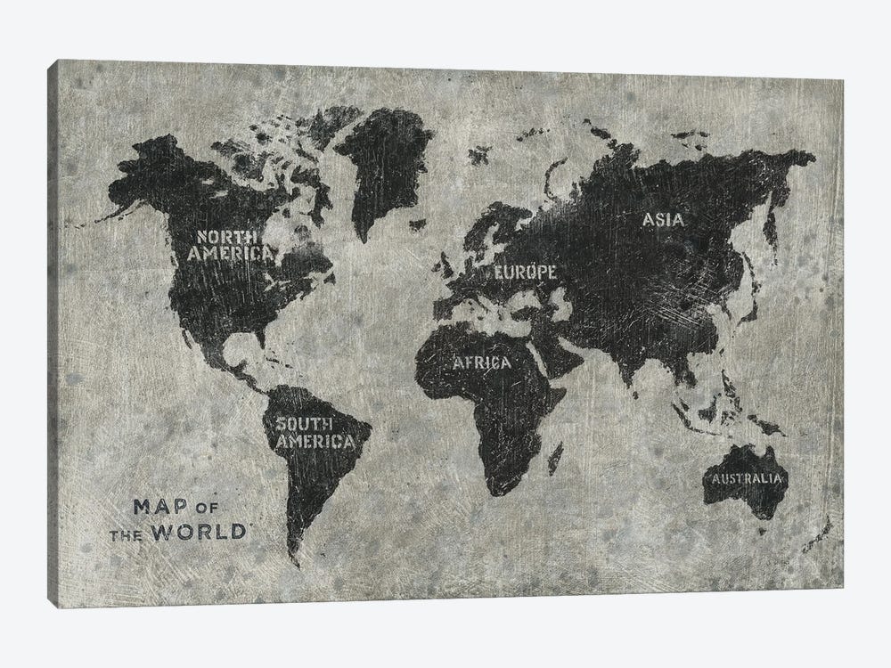 Grunge World Map by James Wiens 1-piece Canvas Wall Art