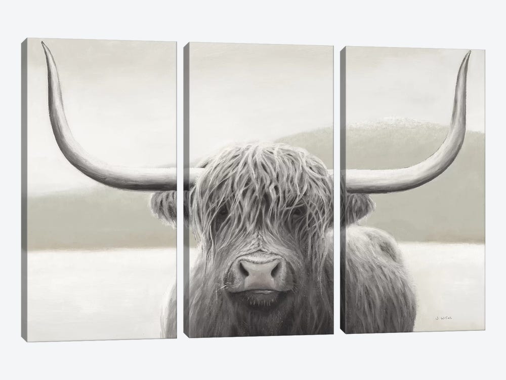 Highland Cow Neutral 3-piece Canvas Art Print