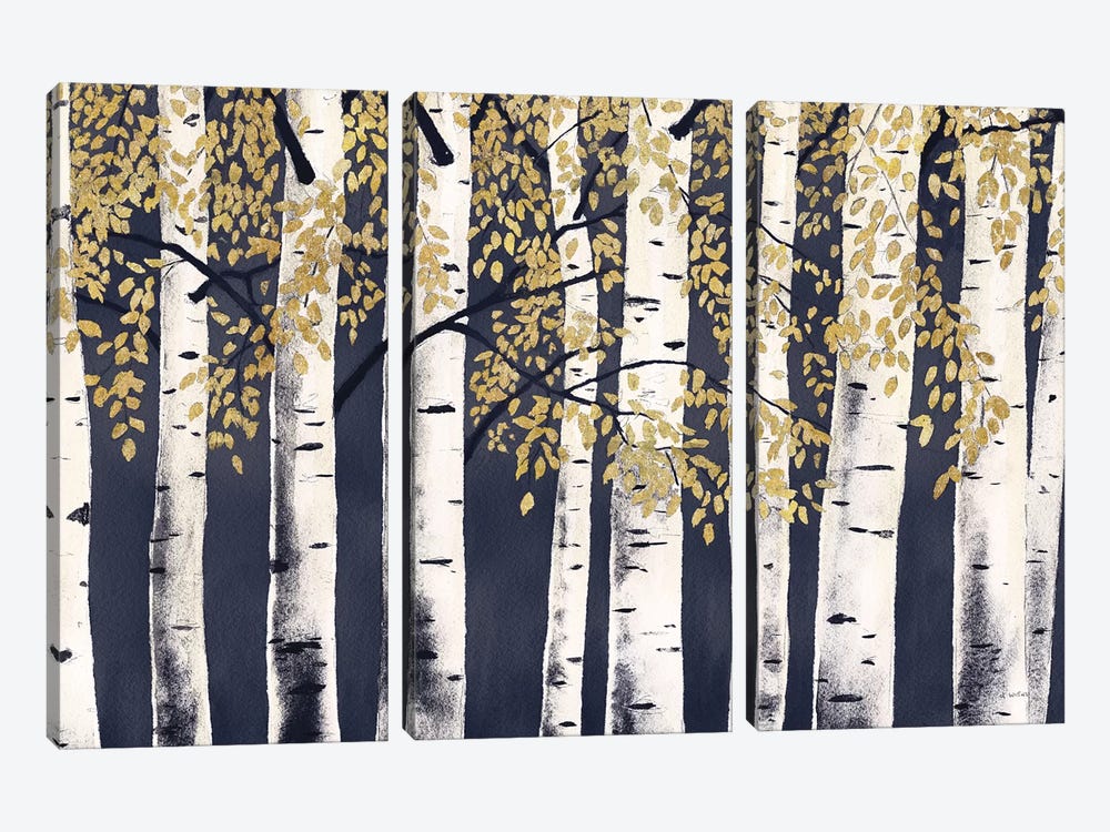Fresh Forest Indigo Gold by James Wiens 3-piece Canvas Wall Art