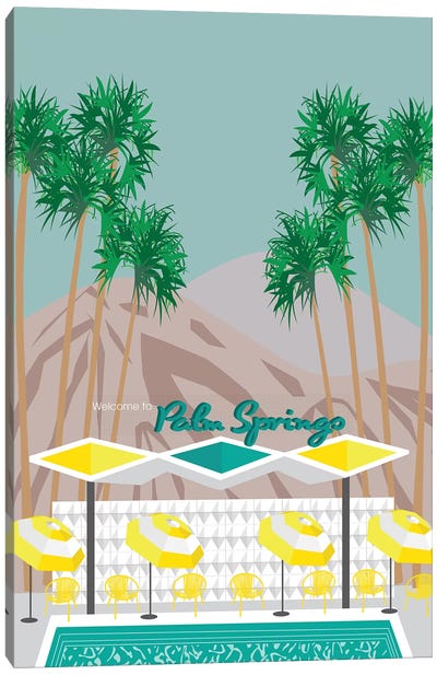 Palm Springs Pool Canvas Art Print - Palm Springs
