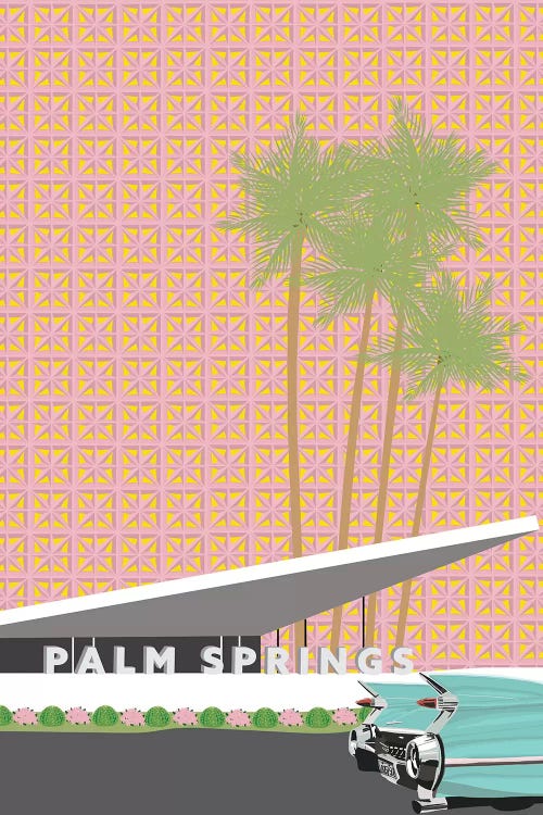 Palm Springs with Convertible by Jen Bucheli wall art