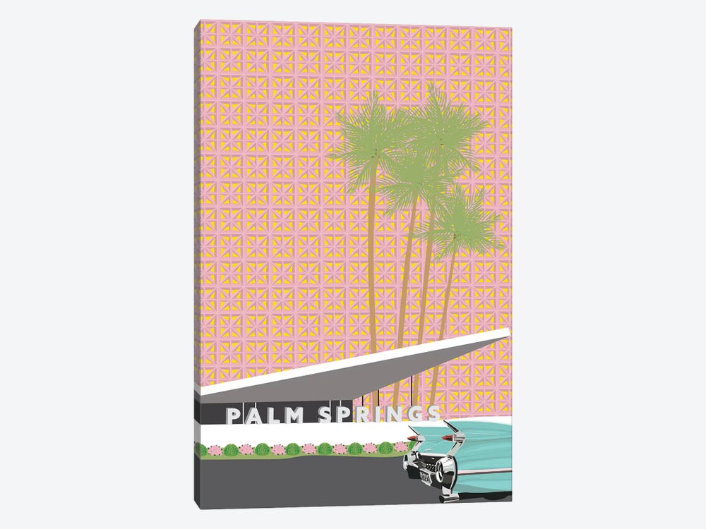 Palm Springs with Convertible by Jen Bucheli 1-piece Canvas Art Print