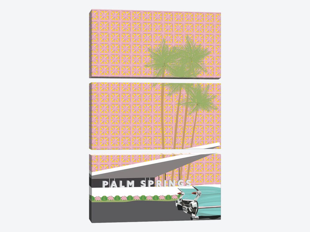 Palm Springs with Convertible by Jen Bucheli 3-piece Art Print