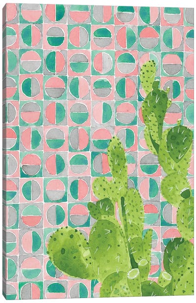 Pink Tile Agave Canvas Art Print - Jen Bucheli