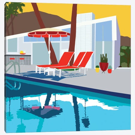 Pool Lounge II Canvas Print #JBC22} by Jen Bucheli Canvas Art