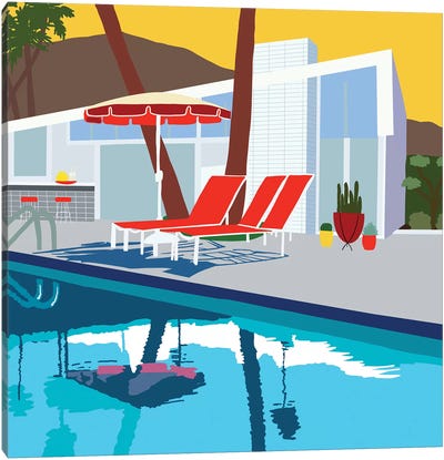 Pool Lounge II Canvas Art Print - Swimming Pool Art