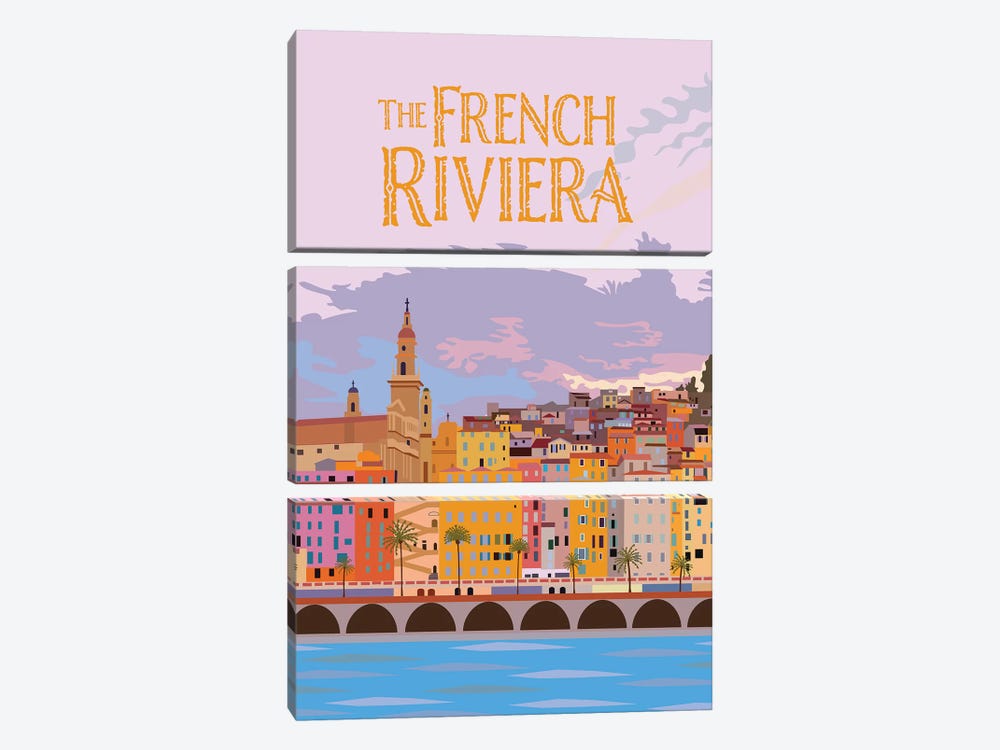 The French Riviera by Jen Bucheli 3-piece Canvas Print