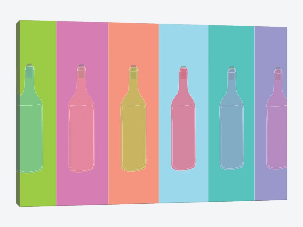 Colorful Mod Wine Bottles by Jen Bucheli 1-piece Art Print