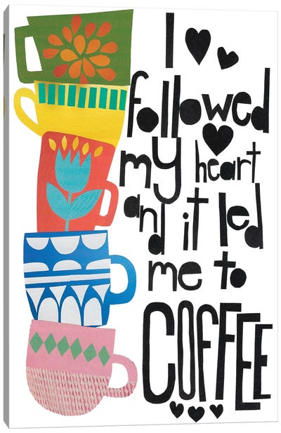 Heart And Coffee Canvas Art Print - Jen Bucheli