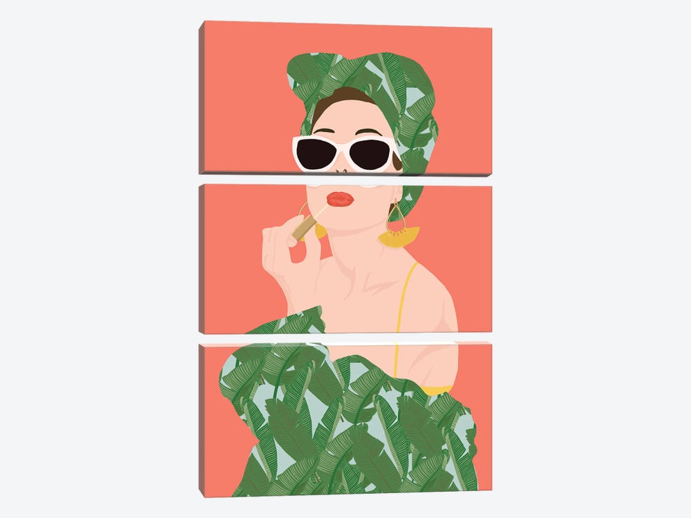 Tropical Lady by Jen Bucheli 3-piece Canvas Art Print