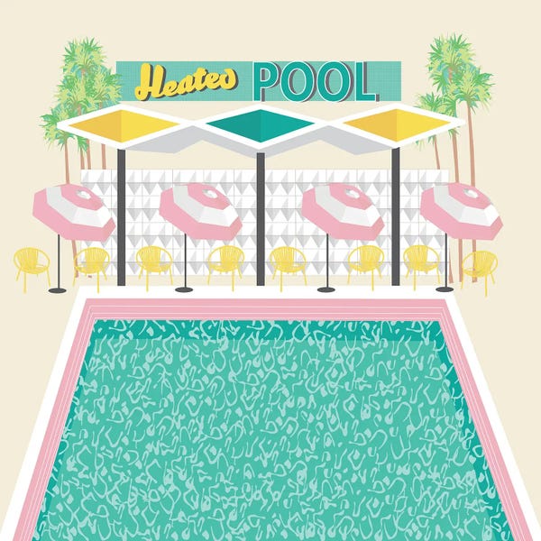 Umbrellas: Vintage Pool in Pink by Jen Bucheli
