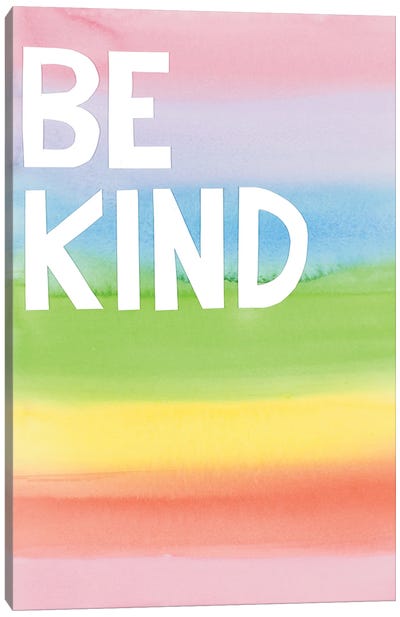 Be Kind Rainbow Colors Canvas Art Print - LGBTQ+ Art