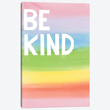 Be Kind Rainbow Colors Canvas Print #JBC39} by Jen Bucheli Canvas Print